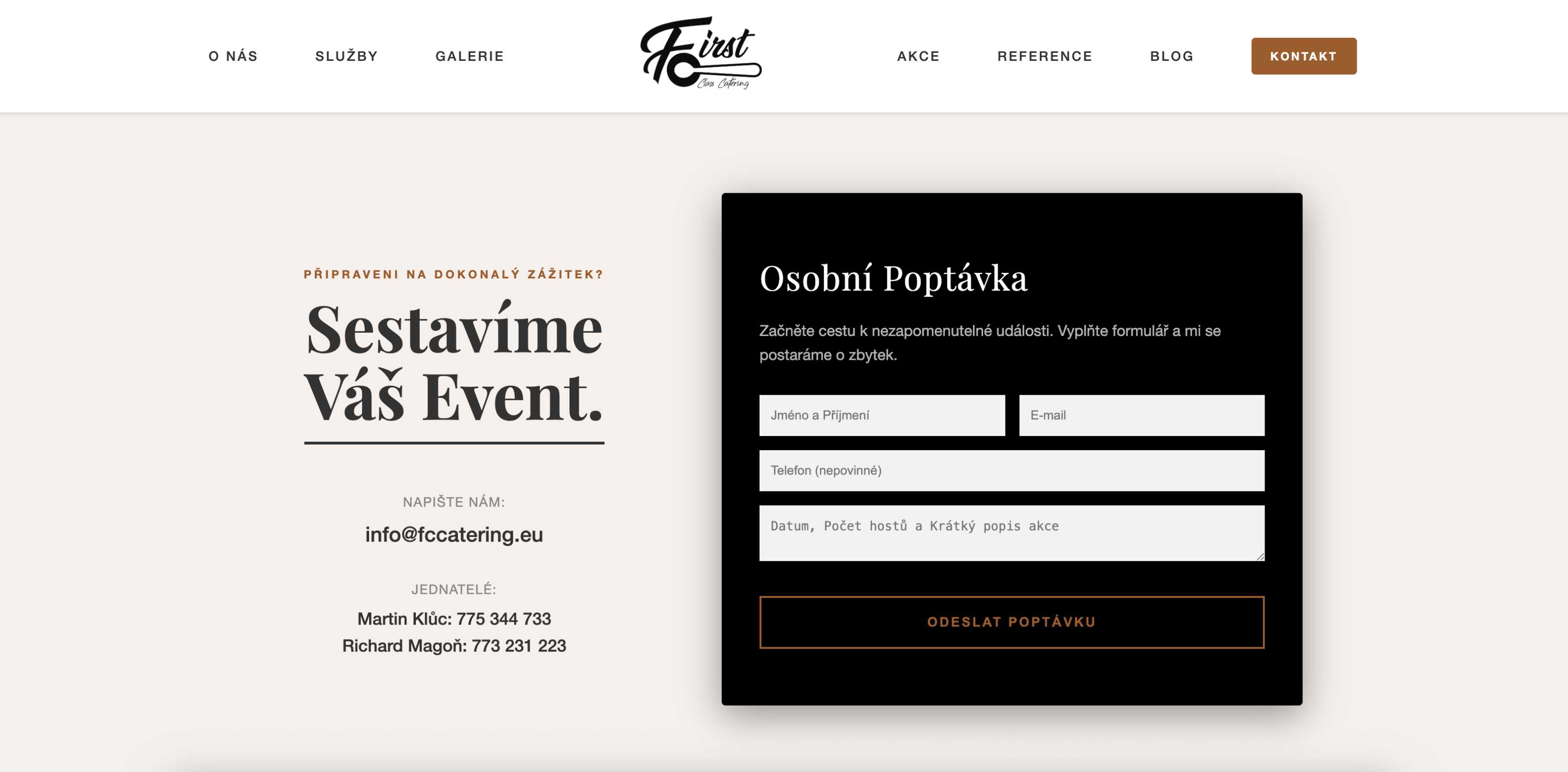 Presentation website for the catering company FCCatering