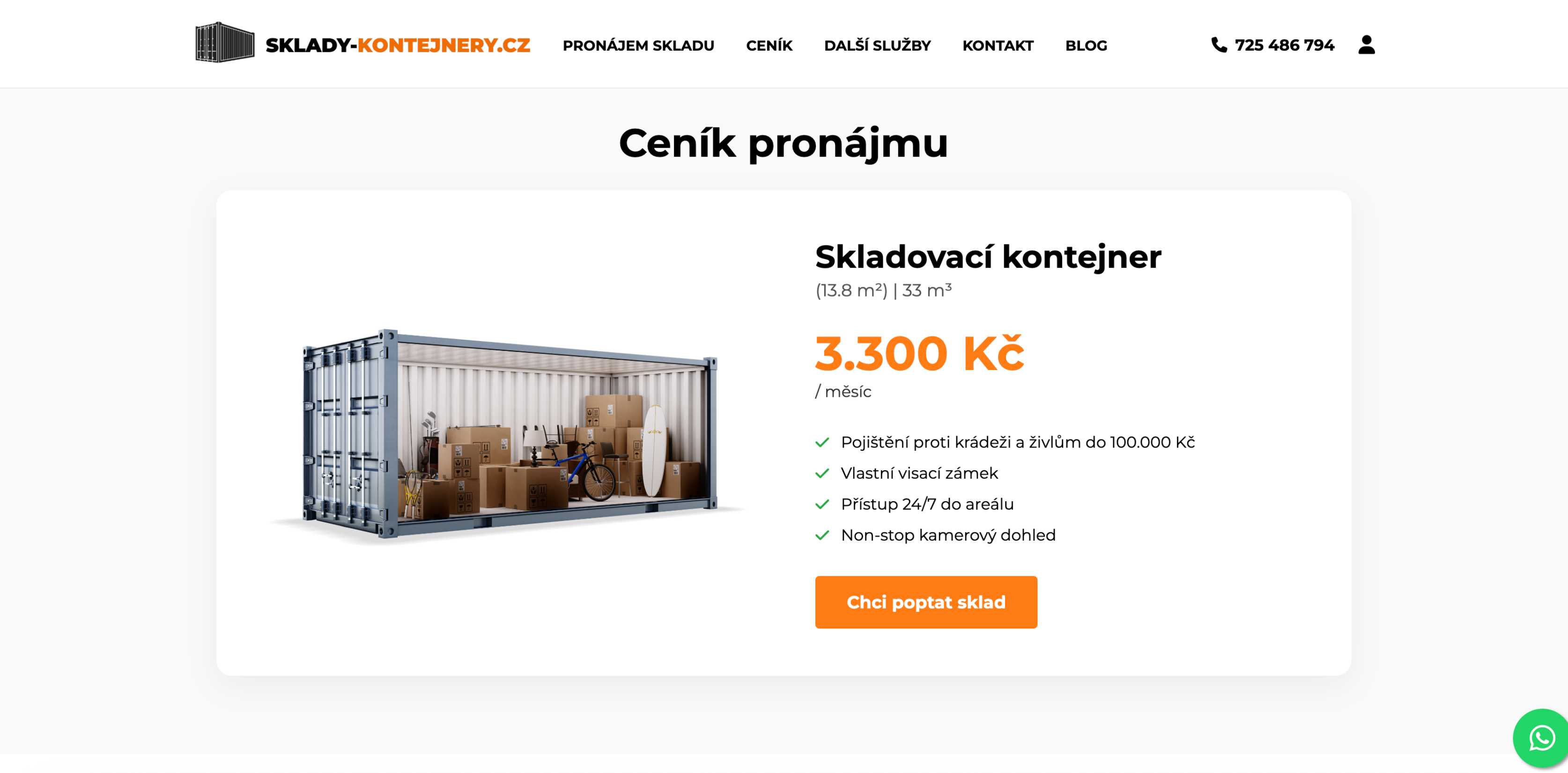 Website for Sklady a kontejnery